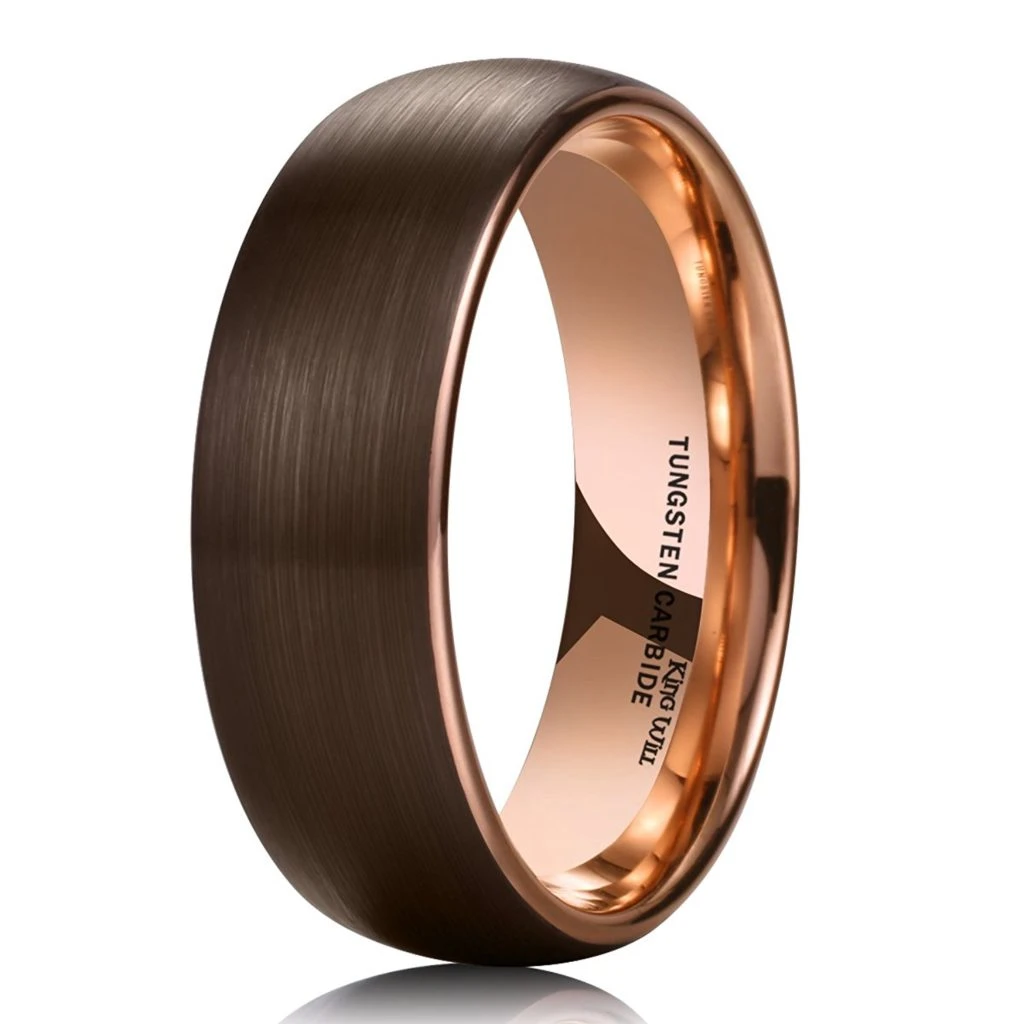 Brown Tungsten Wedding Ring For Men